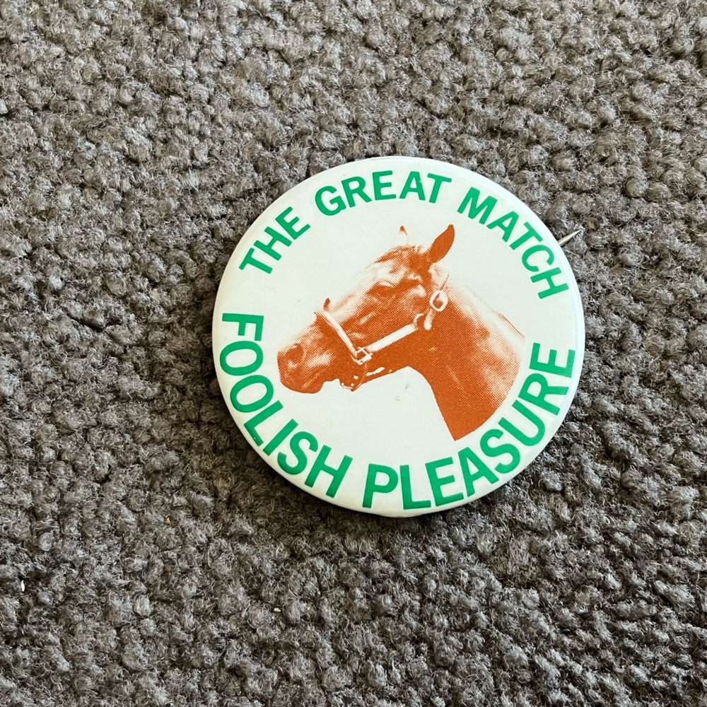 Vintage Horse Race Pin The Great Match 'Foolish Pleasure' 1975